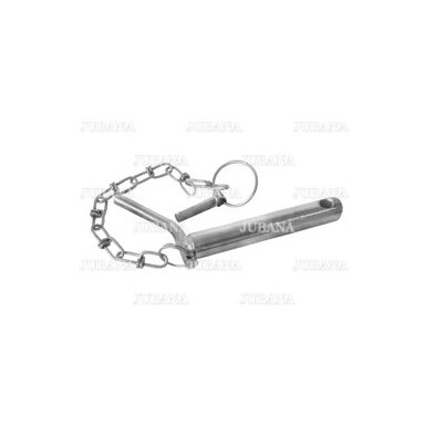Bent handle hitch pin with linch pin chain