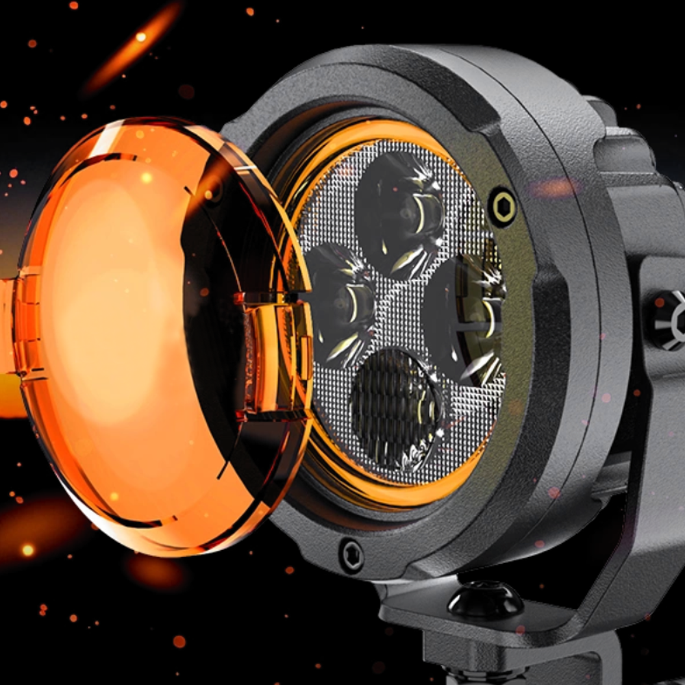 LED motorcycle work lights 40W, 4000lm, combined beam, 3.5" round, 2 pcs, ECE R10, R148, R149 12 LED motorcycle work lights 40W, 4000lm, combined beam, 3.5" round, 2 pcs, ECE R10, R148, R149 12
