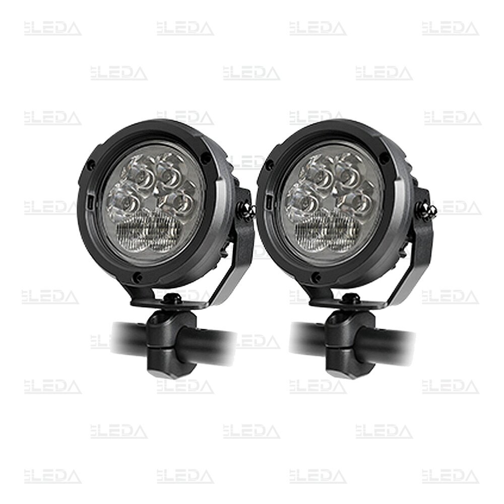 LED motorcycle work lights 60W, 5400lm, combo beam, 4.5" round, 2 pcs, ECE R10, R148, R149