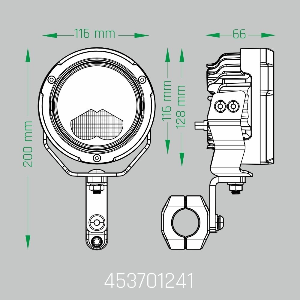 LED motorcycle work lights 60W, 5400lm, combo beam, 4.5" round, 2 pcs, ECE R10, R148, R149 16