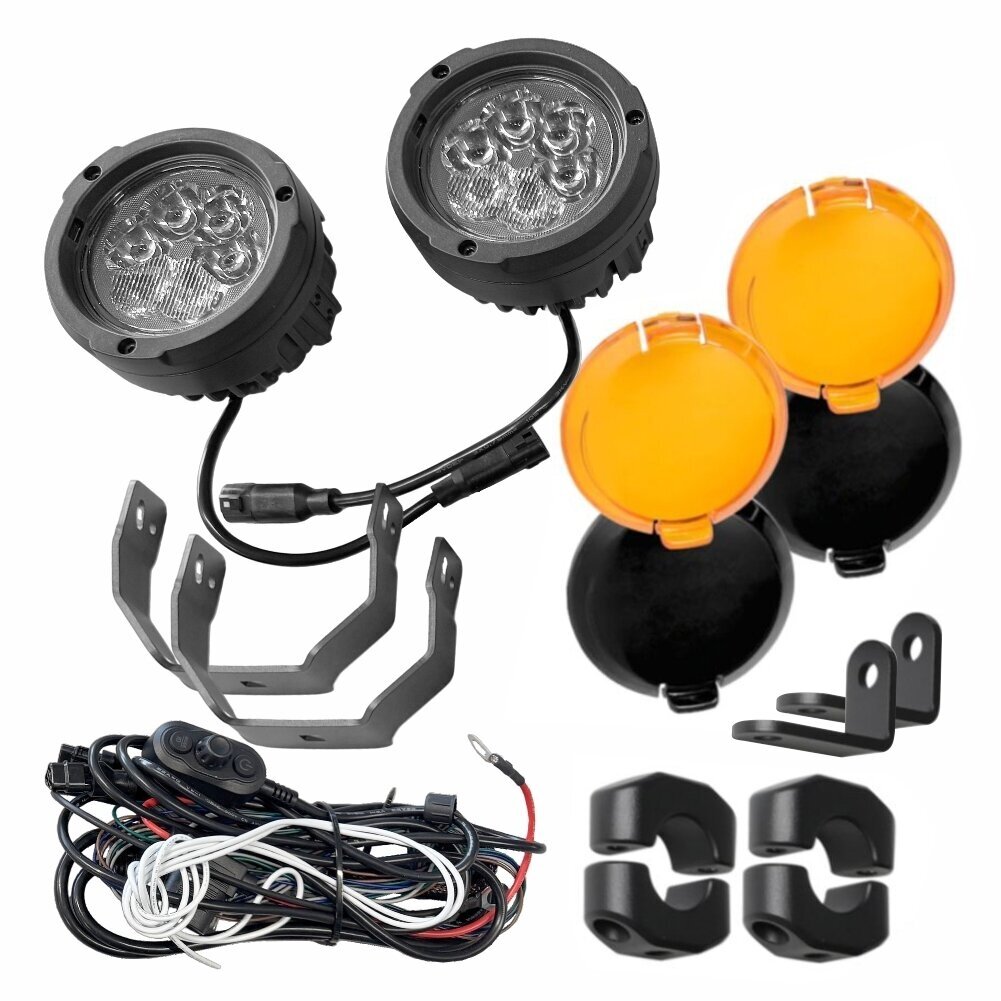 LED motorcycle work lights 60W, 5400lm, combo beam, 4.5" round, 2 pcs, ECE R10, R148, R149 14 LED motorcycle work lights 60W, 5400lm, combo beam, 4.5" round, 2 pcs, ECE R10, R148, R149 14