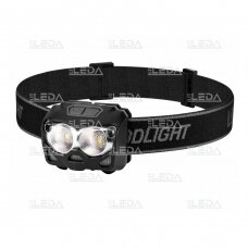 LED head torch hybrid rechargeable and batteries, black, 2x5W