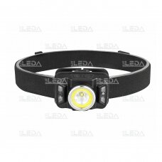LED galvos žibintuvėlis įkraunamas su sensoriu, juodas, 5W
