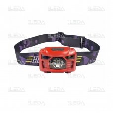 Rechargeable LED head torch with sensor, red, 3W