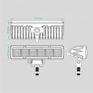 LED darbo žibintų komplektas 2x18W; combo; su pajungimo laidais OSRAM; R112, R10, EMC