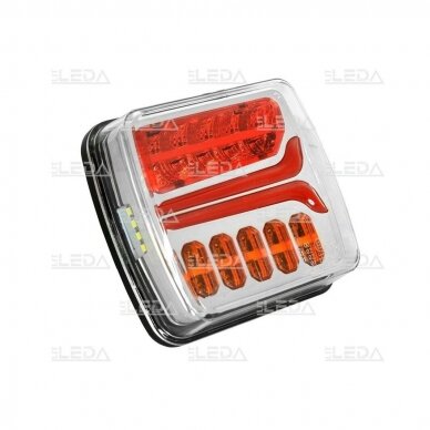 LED tail light 12-24V; 110x103mm, tail, direction indicator (right), brake, number plate lamp