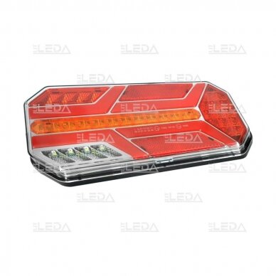 LED tail light 12-24V; 235x110mm, tail, direction indicator (right), brake, reverse, number plate, fog lamp and reflector 1