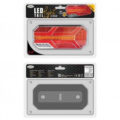 LED tail light 12-24V; 235x110mm, tail, direction indicator (right), brake, reverse, number plate, fog lamp and reflector 2