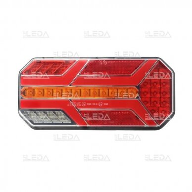 LED tail light 12-24V; 235x110mm, tail, direction indicator (right), brake, reverse, number plate, fog lamp and reflector