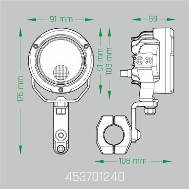 LED motorcycle work lights 40W, 4000lm, combined beam, 3.5" round, 2 pcs, ECE R10, R148, R149 16