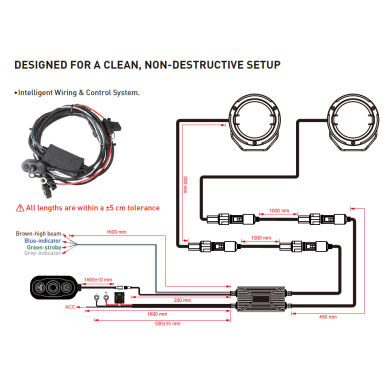 LED motorcycle work lights 60W, 5400lm, combo beam, 4.5" round, 2 pcs, ECE R10, R148, R149 15 LED motorcycle work lights 60W, 5400lm, combo beam, 4.5" round, 2 pcs, ECE R10, R148, R149 15