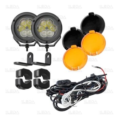 LED motorcycle work lights 60W, 5400lm, combo beam, 4.5" round, 2 pcs, ECE R10, R148, R149 9 LED motorcycle work lights 60W, 5400lm, combo beam, 4.5" round, 2 pcs, ECE R10, R148, R149 9