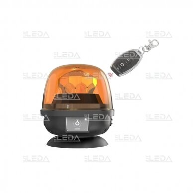 LED švyturėlis oranžinis, pakraunamas, magnetinis, su valdymo pulteliu; ECE R65, ECE R10