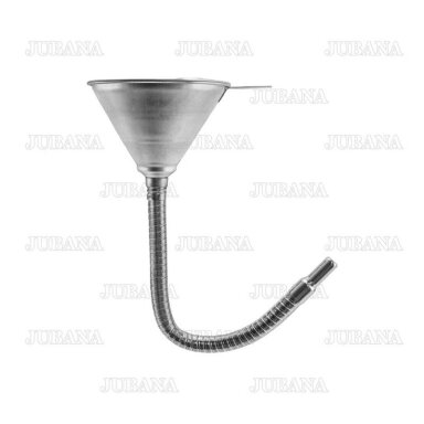 Funnel with a strainer, long flexible hose 370 mm (metal)