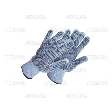 Gloves knitted with PVC dots on both sides