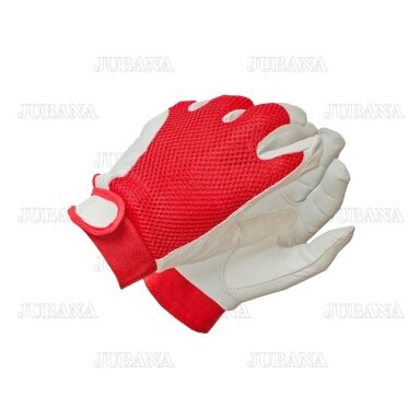 Leather gloves with mesh