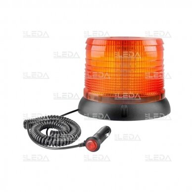 Sertifikuotas LED švyturėlis oranžinis su magnetiniu padu R10 12V-24V 2
