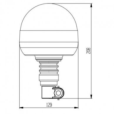 Sertifikuotas LED švyturėlis oranžinis tvirtinimas ant vamzdžio ECE-R65, R10, 12V-24V 3