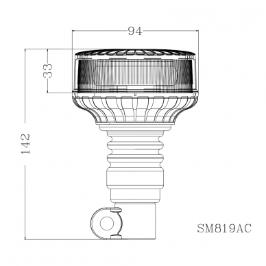 LED flexible pipe mount micro beacon, 12-24V; ECE R65, ECE R10 3