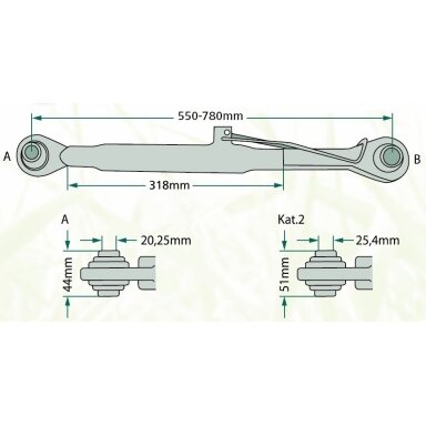 Top link assembly John Deere 20, 30, 40, 45, 50