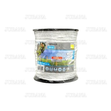 Rope for electric fence 6 wires 200 m white
