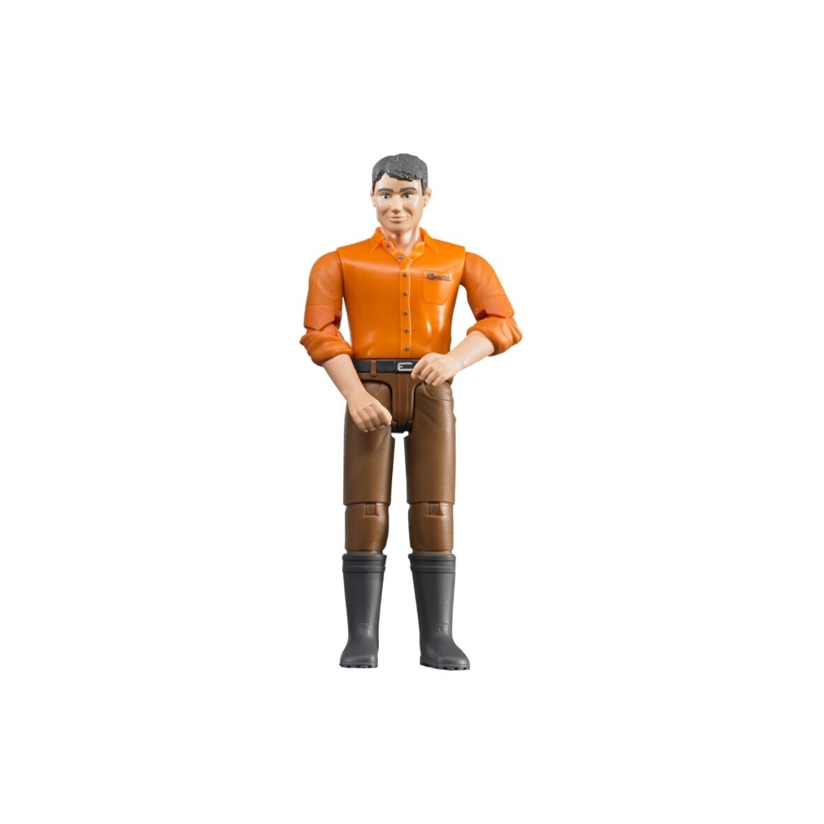 BRUDER toy figure man, in brown jeans