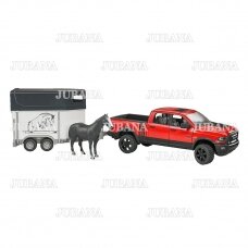 BRUDER toy RAM 2500 Power Wagon with horse trailer and horse