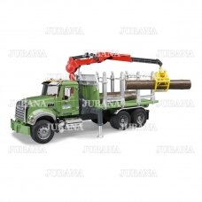 BRUDER toy MACK Granite Timber truck with 3 trunks
