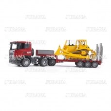 BRUDER toy SCANIA R-series Low loader truck, Cat® Bulldozer