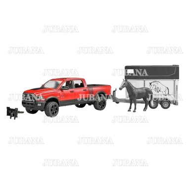 BRUDER toy RAM 2500 Power Wagon with horse trailer and horse