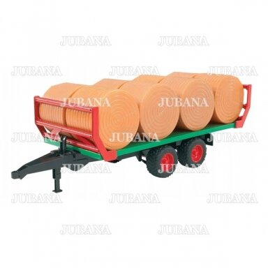 Toy BRUDER trailer with 8 rolls