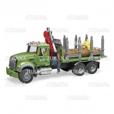 Žaislas BRUDER sunkvežimis miškovežis MACK su kranu 1
