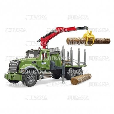 BRUDER toy MACK Granite Timber truck with 3 trunks 3