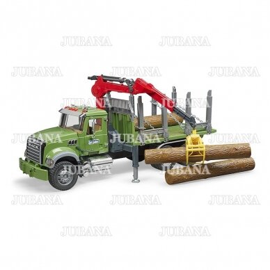 Žaislas BRUDER sunkvežimis miškovežis MACK su kranu 4