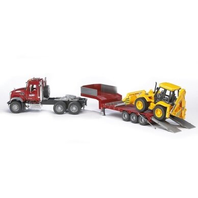 BRUDER toy truck with trailer and JCB 4CX excavator-loader