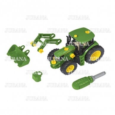 Žaislas KLEIN surenkamas traktorius su priekiniu krautuvu John Deere 1
